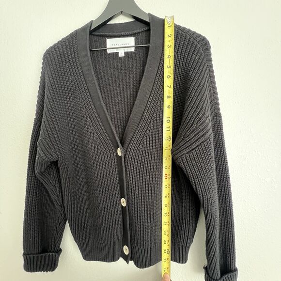 Tradlands Shelter Cardigan Ribbed Chunky Size Small Black - Picture 5 of 5
